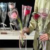 50Pcs Love Transparent Rose Packaging Bags Flower Bouquet Plastic Bag Bouquet Wrapping Paper One Straight Bag Flower Packaging