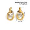 New Vintage Stainless Steel Double Circle Stud Earrings for Women Simple Irregular Elliptical Earrings Waterproof Jewelry