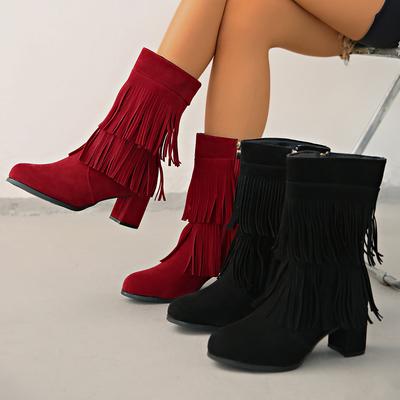 2026 New Women Knee High Boots Fashion Fringe Winter Shoes Ladies Party Large Size Designer Ankle Boots Women Zapatos De Muje