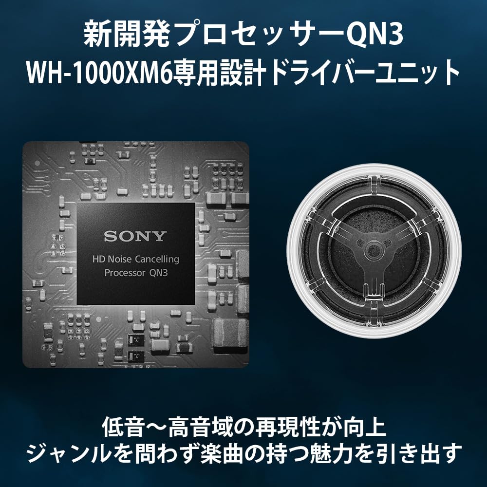 Sony Wireless Headphones with Noise and Ambient Sound Capture WH-1000XM6 Black World-Class Cancellation, Bluetooth, Long-Range, Foldable,