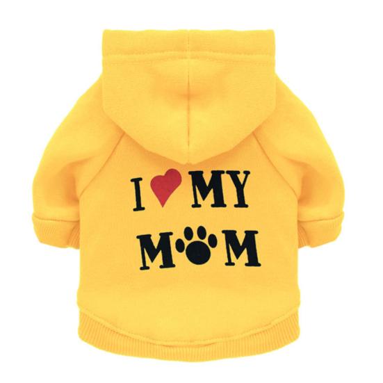 Pet Dog Short Sleeve Hooded T-Shirt I Love My Mom Letter Print Puppy Hoodies