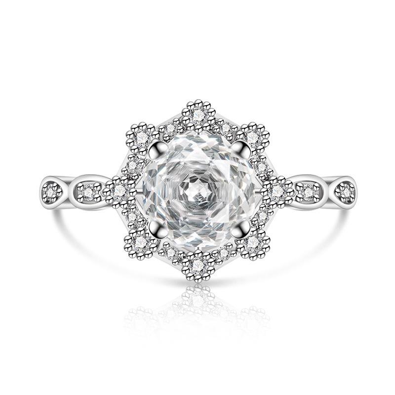 2026 Octagonal Rose Cut Pink Diamond Ring Simple Versatile High Carbon Diamond Fashion Light Luxury Yellow Zircon Women s Ring Resizable