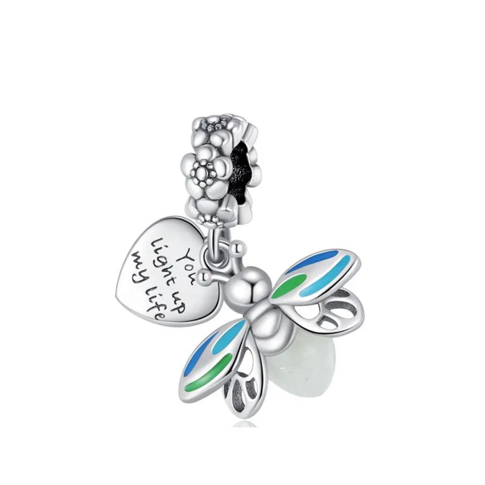 Copper Yellow Honey Bee Pendant Charm Light-In-Dark Firefly Bead Fit Original Bracelet Jewelry For Annversary Gifts