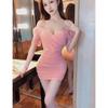 Spice girl pure desire style sexy low cut thin hip skirt children summer temperament design sense mesh short sleeve dress