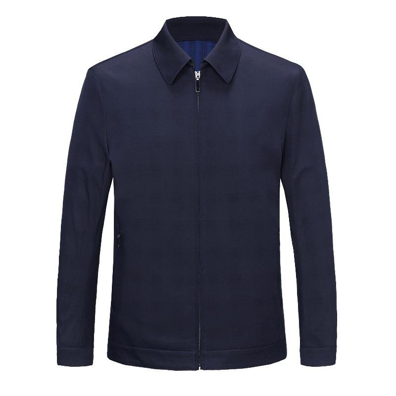 High-end business jacket men's spring and autumn new style middle-aged and elderly men's dad wear lapel casual jacket hidden plaid coat