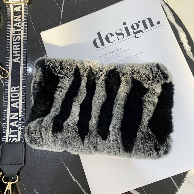 Rex Rabbit Hair Neck Cover Women's Winter Elastic Mesh Scarf Headband Versatile Real Fur Plush Headgear Children's Scarf