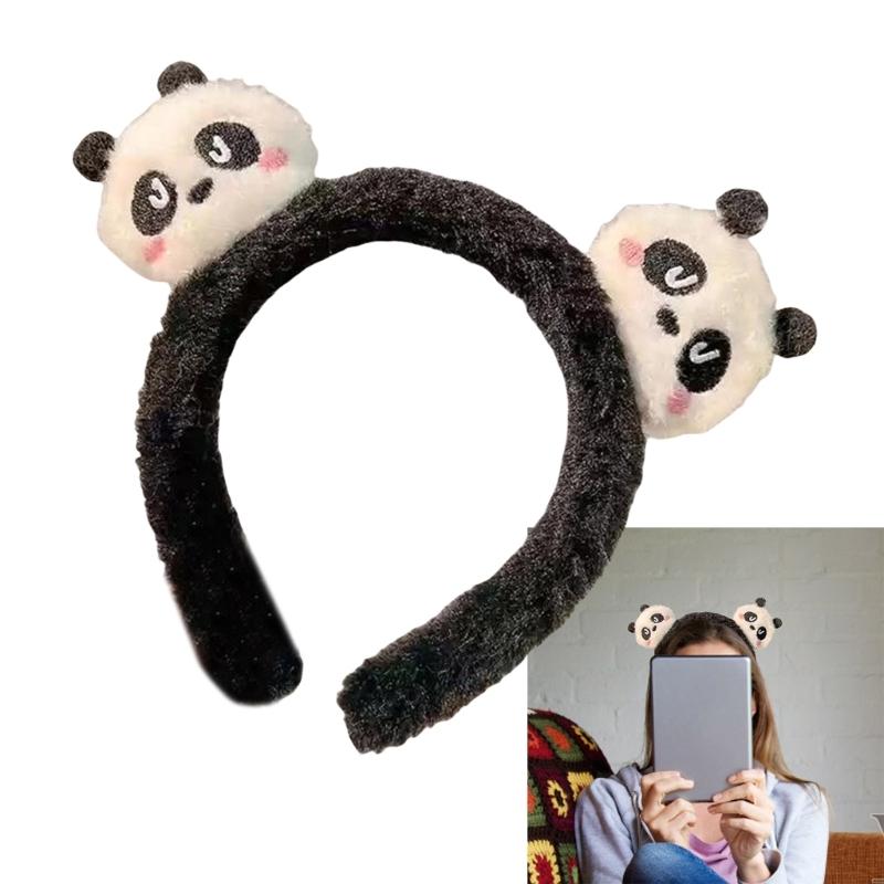 Cute Panda Plush Headband for Women Korean Style Hairband Headpieces Fashion Hair Accessory for Face Wash