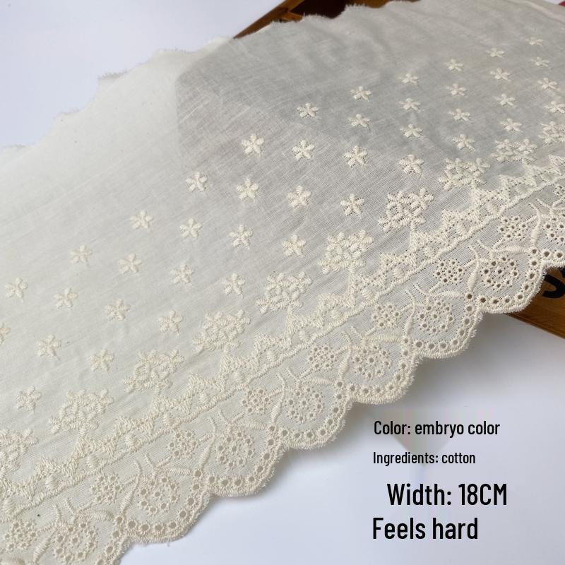 Exquisite Lace Trim: 13CM Wide Pure Cotton Fabric Edge with Embroidery for DIY Accessories