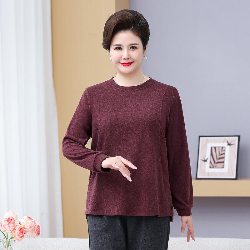 

Набор футболок с длинным рукавом из бархата Fat Mama Wear Plus для женщин среднего и пожилого возраста - Базовый слой большого размера Осень/Зима 7XL
