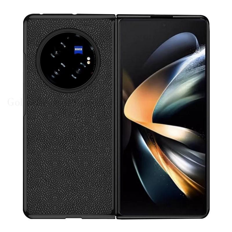 For Vivo X Fold3 Pro 5G Luxury Leather Phone Case for Vivo X Fold 3 Fold2 Holster Shockproof Protective Flip Hard PC Back Cover For Vivo XFold чёрный