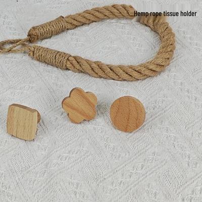 Solid Wood & Hemp Rope No-Punch Paper Towel Holder - Handmade Creative Storage Rack