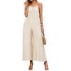 Damen Jumpsuit Lockerer Schnitt Verstellbare Spaghettiträger Weiter Bein Leichte Fließende Overalls für Freizeit