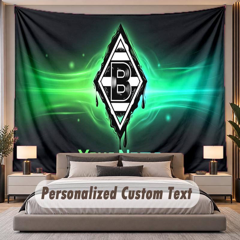Custom Name Text Tapestry Borussia Mönchengladbach Personalized Polyester Wall Tapestry For Bedroom And Room