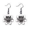 Circle Frame Flowers Dangle Earrings Romantic Floral Female Drop Jewelry