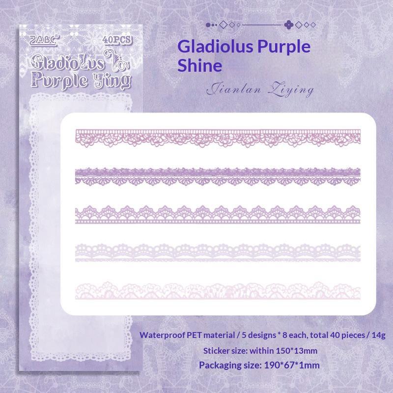 Vintage Hollow Lace Sticker Sets 40 Pieces Per Pack Assorted Colors Perfect For Journaling Scrapbooking Diy Crafts