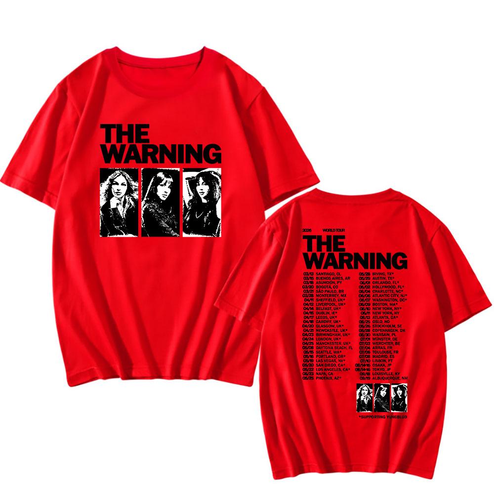 

The Warning World Tour 2026 T-shirt Short Sleeve 100%Cotton Loose Male Tshirts Unisex Streetwear Casual O-neck Mens Tees Band T-shirt summer Tops XS красный