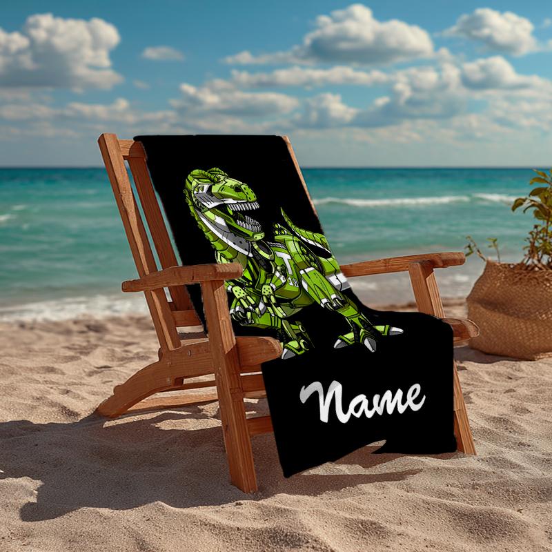 Personalisierbares Ultra-Weiches Strandtuch mit Dinosaurier-Thema, Ideal für Pool - Camping, Tauchen - Perfekter Reisebegleiter, Lebendiges Strandtuch.