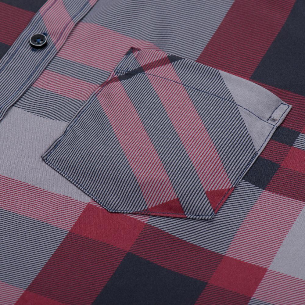 Men's Business Casual Hot Stamping Striped Print Dress Shirt, Slightly Stretch Unique Buttoned Collar Long Sleeve Pocket Shirts