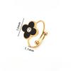 Classic Titanium Steel Four-Leaf Clover Ring Opening Adjustable Ring Ins Tide Models Net Red Ring Does Not Lose Colour Female Ring