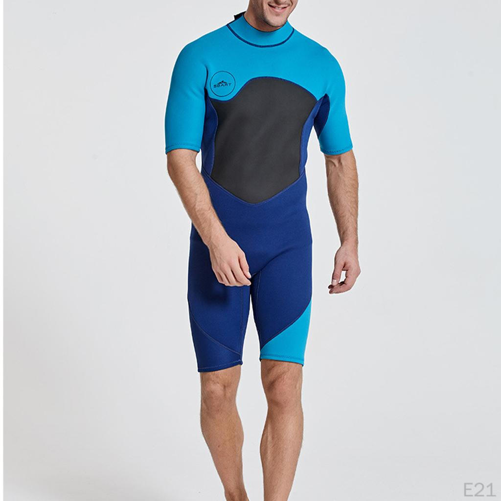 2mm Mens Neoprene Wetsuit, Adult Wetsuits for Scuba Diving Swimming Short Sleeve Zipper Closure