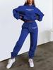 European-American Women's Fashion Letter Print Hoodie & Fleece Jogger Set