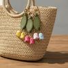 Hanger Flower Pu Keychain Handmade Bag Charm Multi-color Tulip Leather Pendant Car Accessory