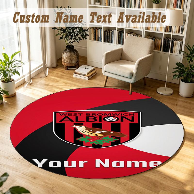 Round Rug Custom NameWest Bromwich Albion FC Pattern Non Slip Carpet Home Floor Decor
