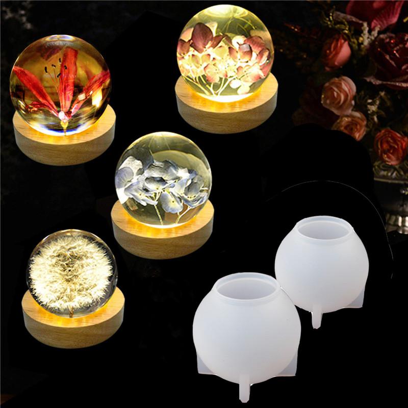 2PC Crystal Ball Mold for DIY round Ball Night Light Silicone Epoxy Resin Holder Bottle Mold Kit