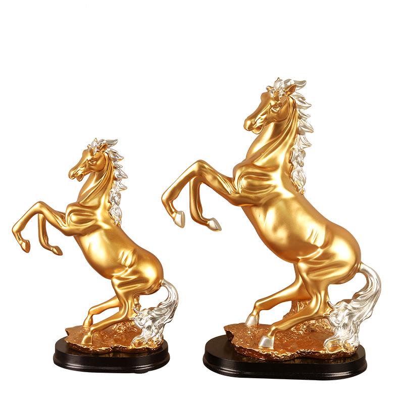 Golden Horse Ornaments: Achieve Success with Modern Home Office Decorations for Instant Wealth.
