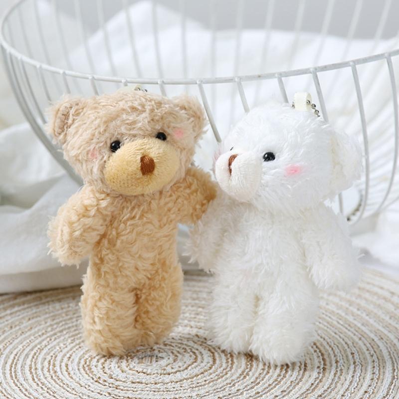 2pcsBlush Bear Pendant Plush Bear Keychain Stuffed Animal Pendant Soft Key Rings