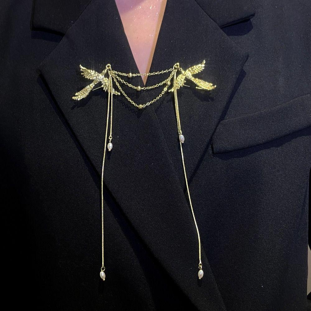Corsage Ornaments Phoenix Tassel Brooch Pearl Chinese Style Brooch Pin Birds Badge Pin  Party