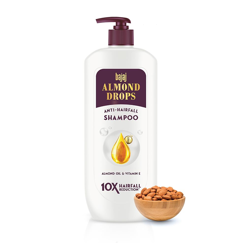 Bajaj Almond Drops Anti Hairfall Shampoo 625ML For Soft Shiny Hair 10X Hairfall Reduction Paraben Free
