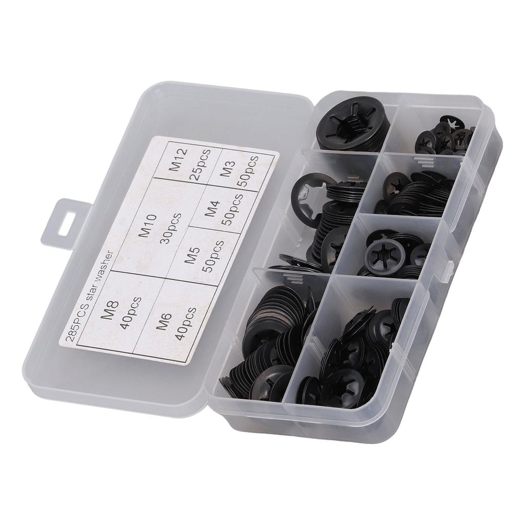 285Pcs Washer Internal Tooth Lock Fastener M3 M4 M5 M6 M8 M10 M12 Set Kit