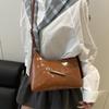 Women's Faux Leather French Casual Vintage Pure Color Simple Shoulder Crossbody Underarm Bag KTB