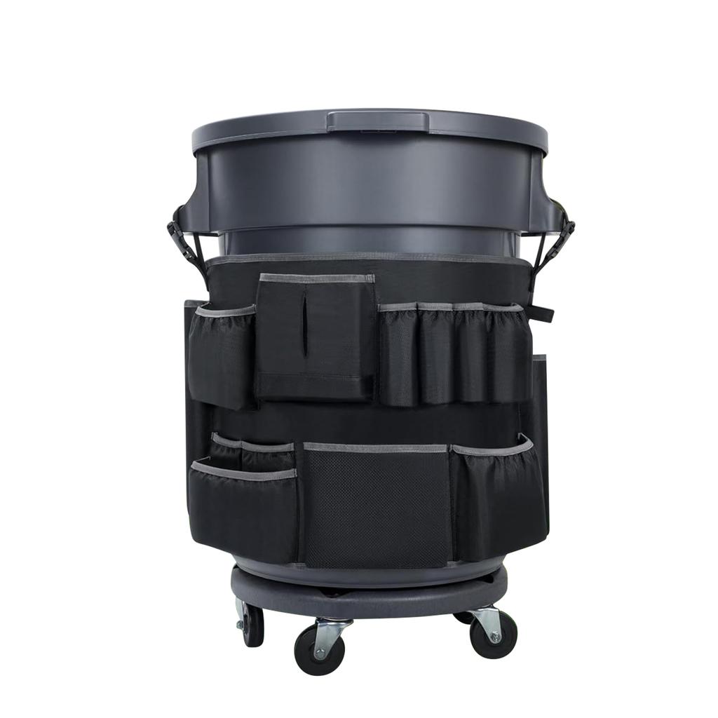 Cleaning Tool Storage Bag Adjustable Buckle Cleaning Supplies Organizer Bag Buckle-Type Hanging Bag for 32-55 Gallon Porch