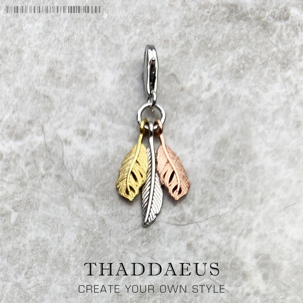 Tricolour Feathers Pendant Charm Women Men Spring 925 Silver Fashion Jewelry Accessories Trendy Gift
