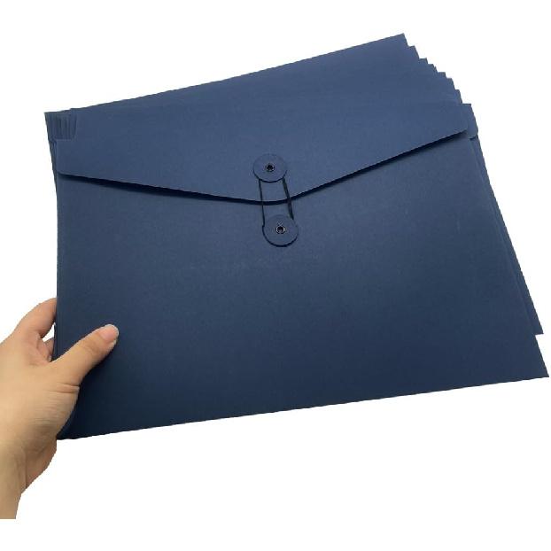 10pcs A4 Kraft Paper Envelopes Portfolio Foolscap File Folders Document Folder with String Fastener Closure Wallet Pockets File Bags Storage Pouch