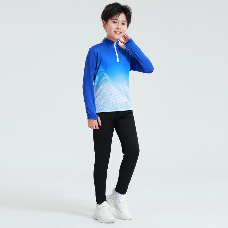 Unisex Autumn Winter Long Sleeve Football Training Suit with Half Zip for Children and Adults