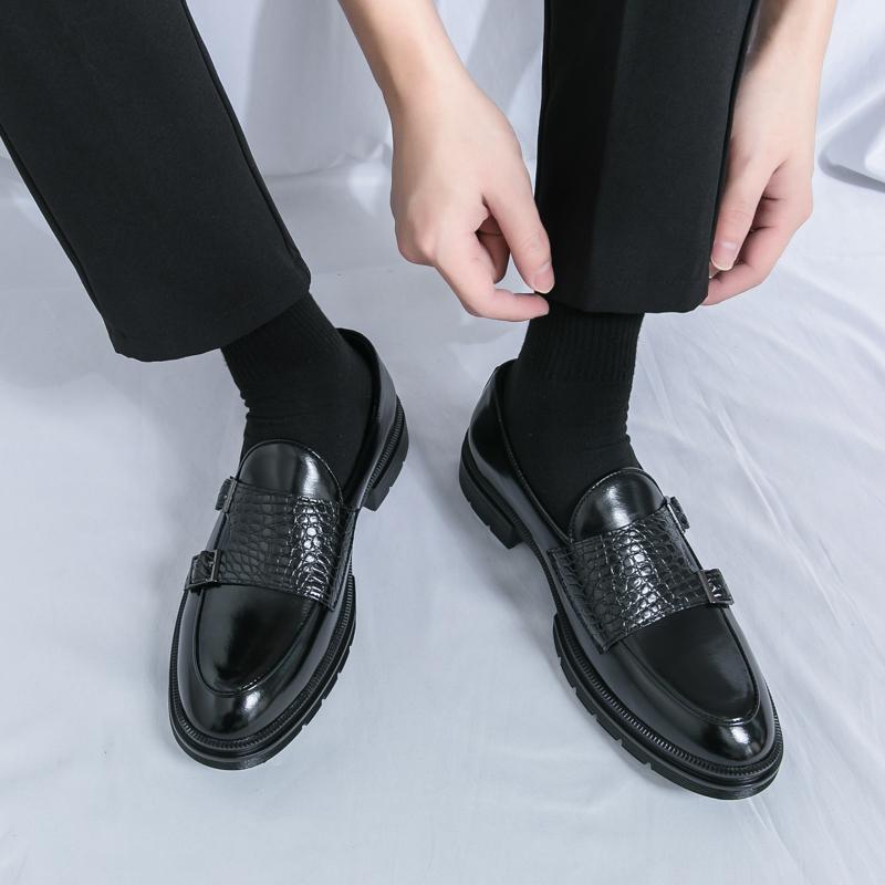 Fashion Doubl Buckles style Men's Business Formal Shoes Trendy designer style Wedding Fashion Party Large Men's Shoes New models