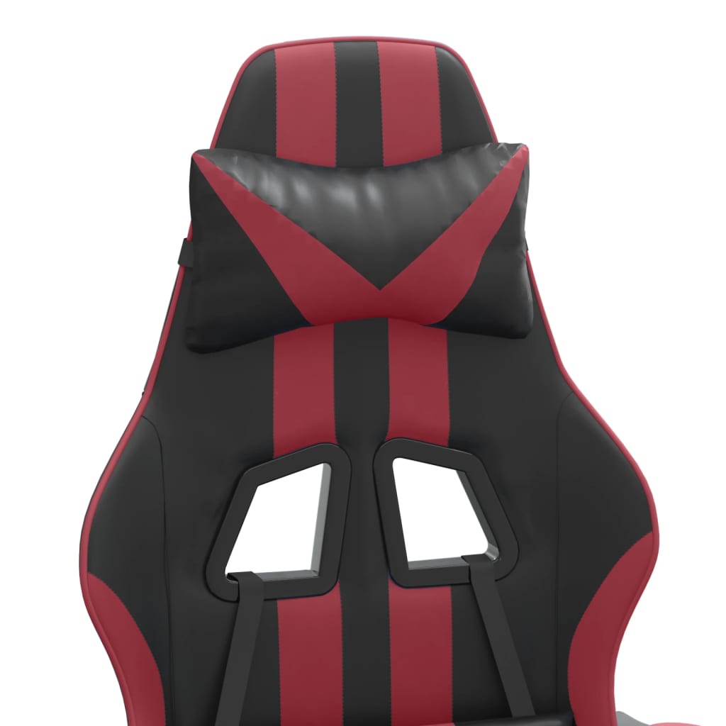Gaming Chair with Footrest Swivel Black & Burgundy Artificial Leather