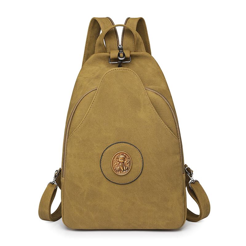 Retro Large Capacity PU Backpack Women's Chest Bag