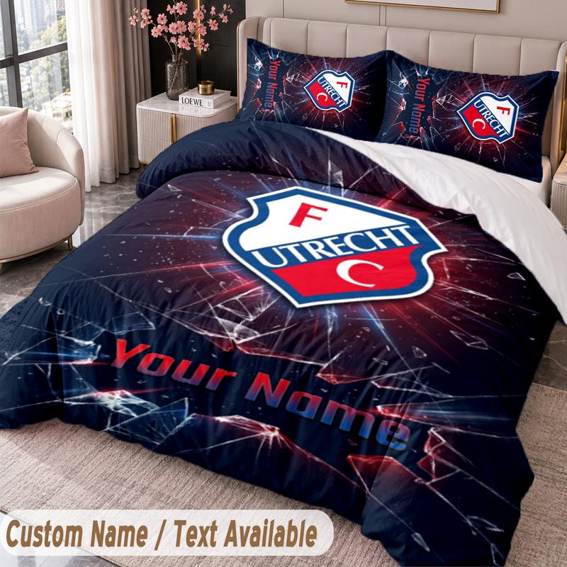 FC Utrecht Printed Bedding Set Custom Name Text 1 Duvet Cover 2 Pillowcases For Bedroom