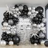 Black Silver Balloons Garland Silver Confetti Balloon Arch Kit Silver Explosion Star Foil Globos Graduation Birthday Party Decor