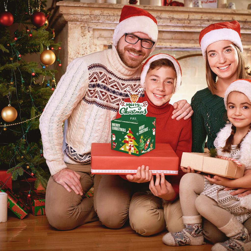 Santa Red Claus Pattern Paper Gift Box Christmas Decoration Prop Atmosphere