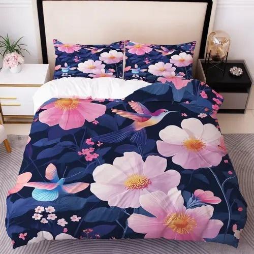 Bright Colorful Floral Pattern Duvet Cover Queen Size Colorful Floral Bedding Set For Home Decor Room Decoration 3 Piece Set