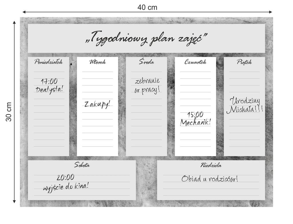 Kalendarze na lodówkę Tablica magnetyczna Duże Planery miesięczne tygodniowe XXL