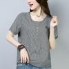 Plaid T-shirt Women's Summer Short-sleeved Loose Large Size Cotton Bottoming Shirt Top