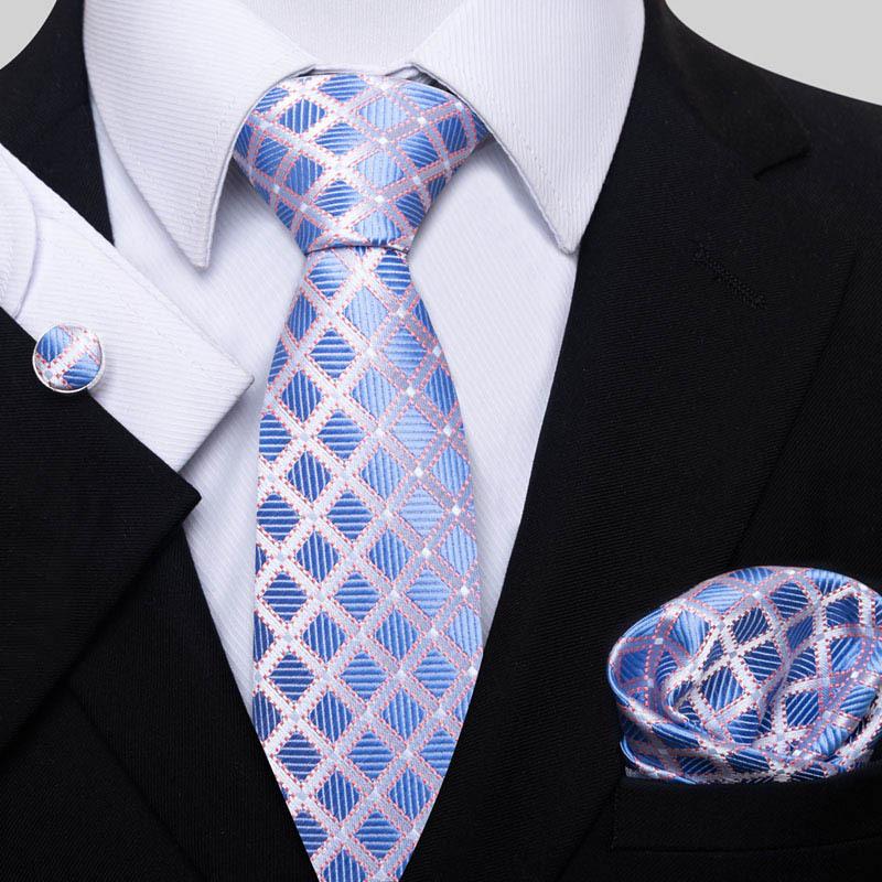 Men's Business Formal Tie Set: Includes Tie, Pocket Square & Cufflinks for Evening Parties. Fashionable & Popular.