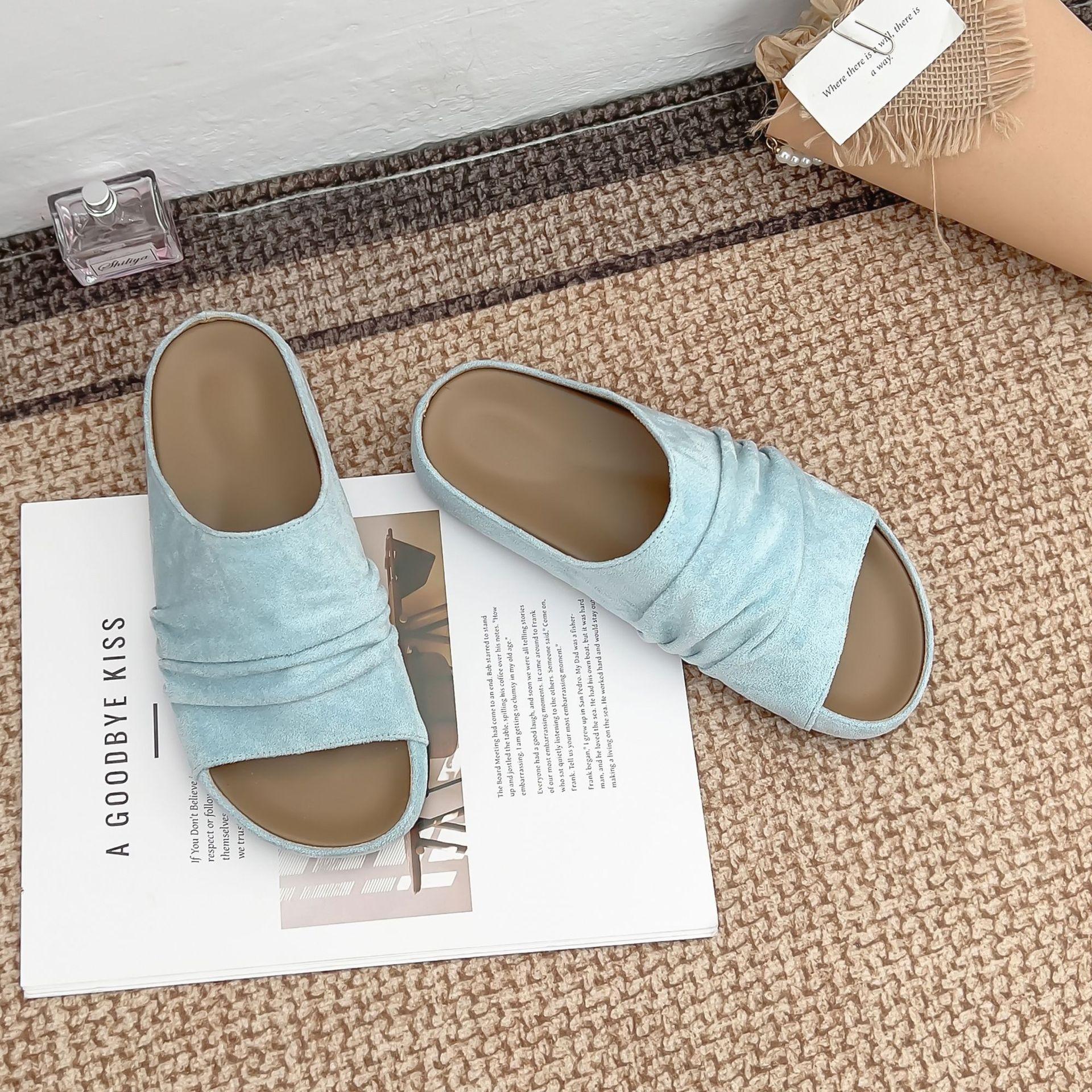 

Thick-soled slippers, high-end fashion for outer wear, Korean version, high-end cool slippers for women s summer versatile casual women s shoes, high- 39 светло-синий