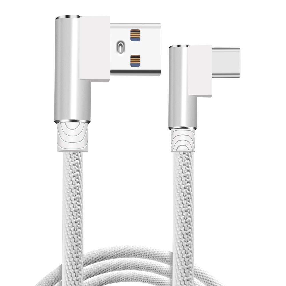90° Dual-Elbow Fast Charging Cable for Mobile Gaming - Compatible with Apple, Type-C, and Android Devices